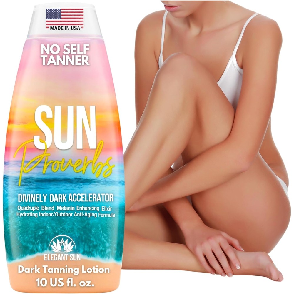 Elegant Sun Sun Proverbs Dark Tan Accelerator front view bottle