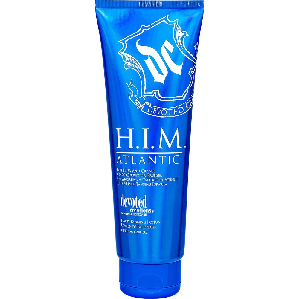 Devoted Creations H.I.M. Atlantic Tanning Lotion Blue Hued Anti-Orange Color Correcting Bronzer For Men 8.5 Fluid Ounces - Image 1