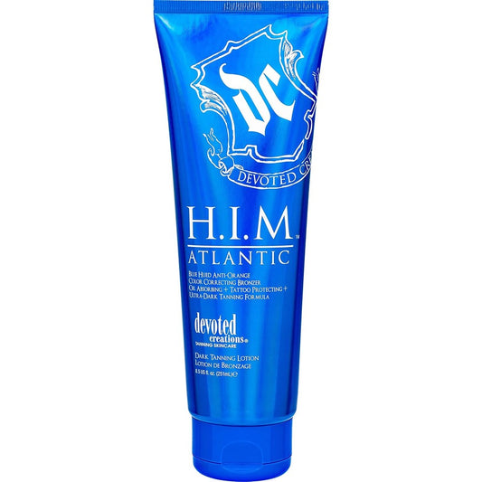 Devoted Creations H.I.M. Atlantic Tanning Lotion Blue Hued Anti-Orange Color Correcting Bronzer For Men 8.5 Fluid Ounces - Image 1