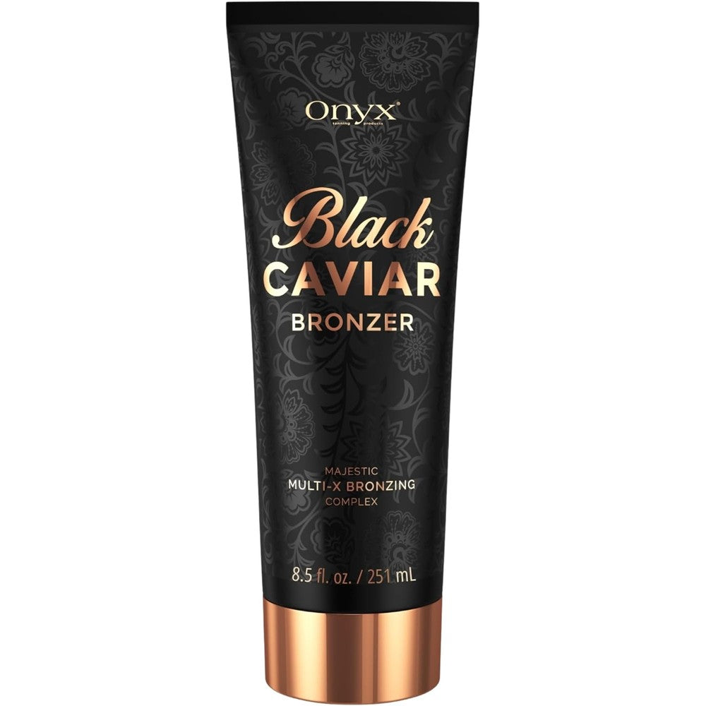 Onyx Black Caviar Dark Tanning Bed Lotion 8.5 Fluid Ounce tube front view