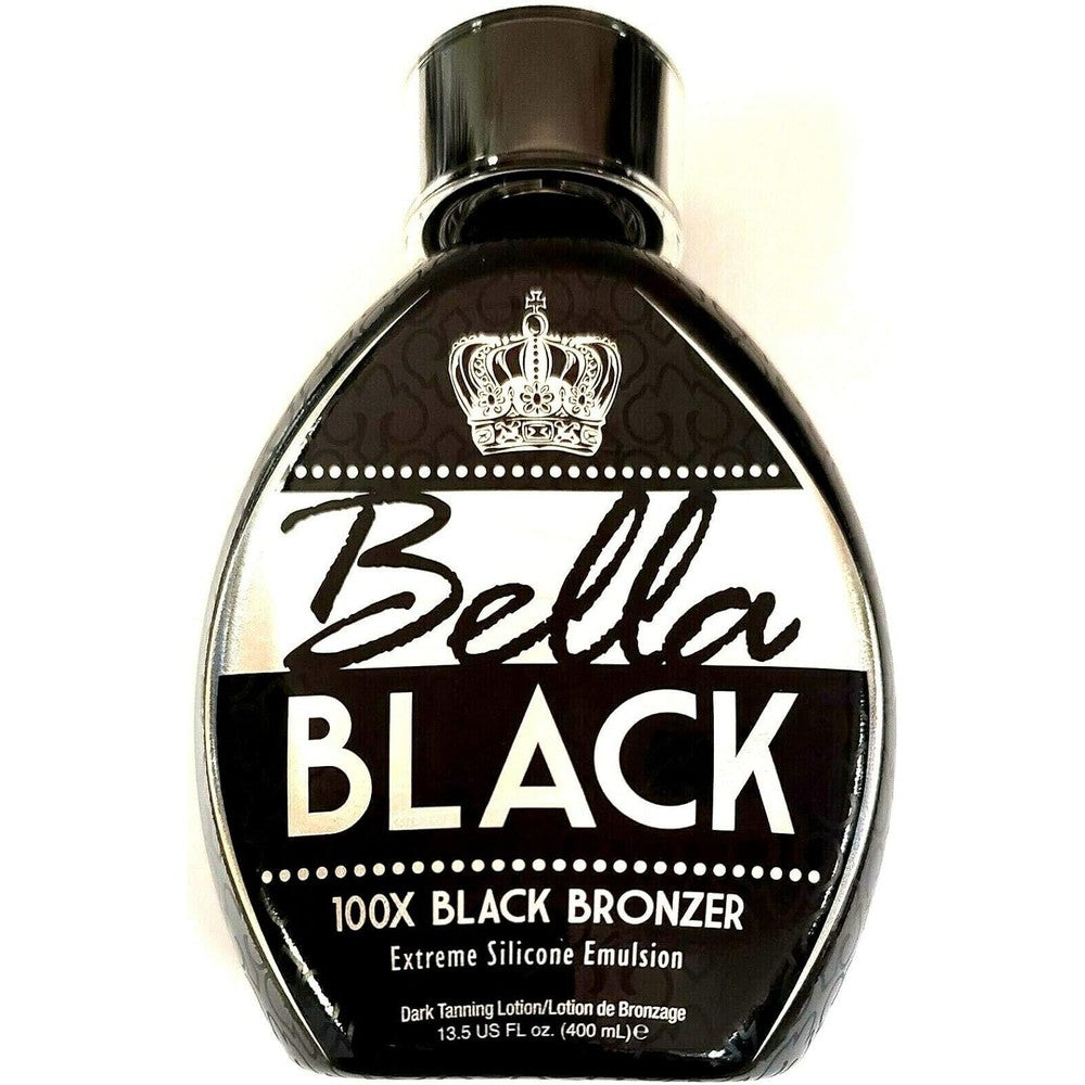 Dolce Vita Bella Black 100X Bronzer Tanning Lotion front view bottle for premium indoor tanning.