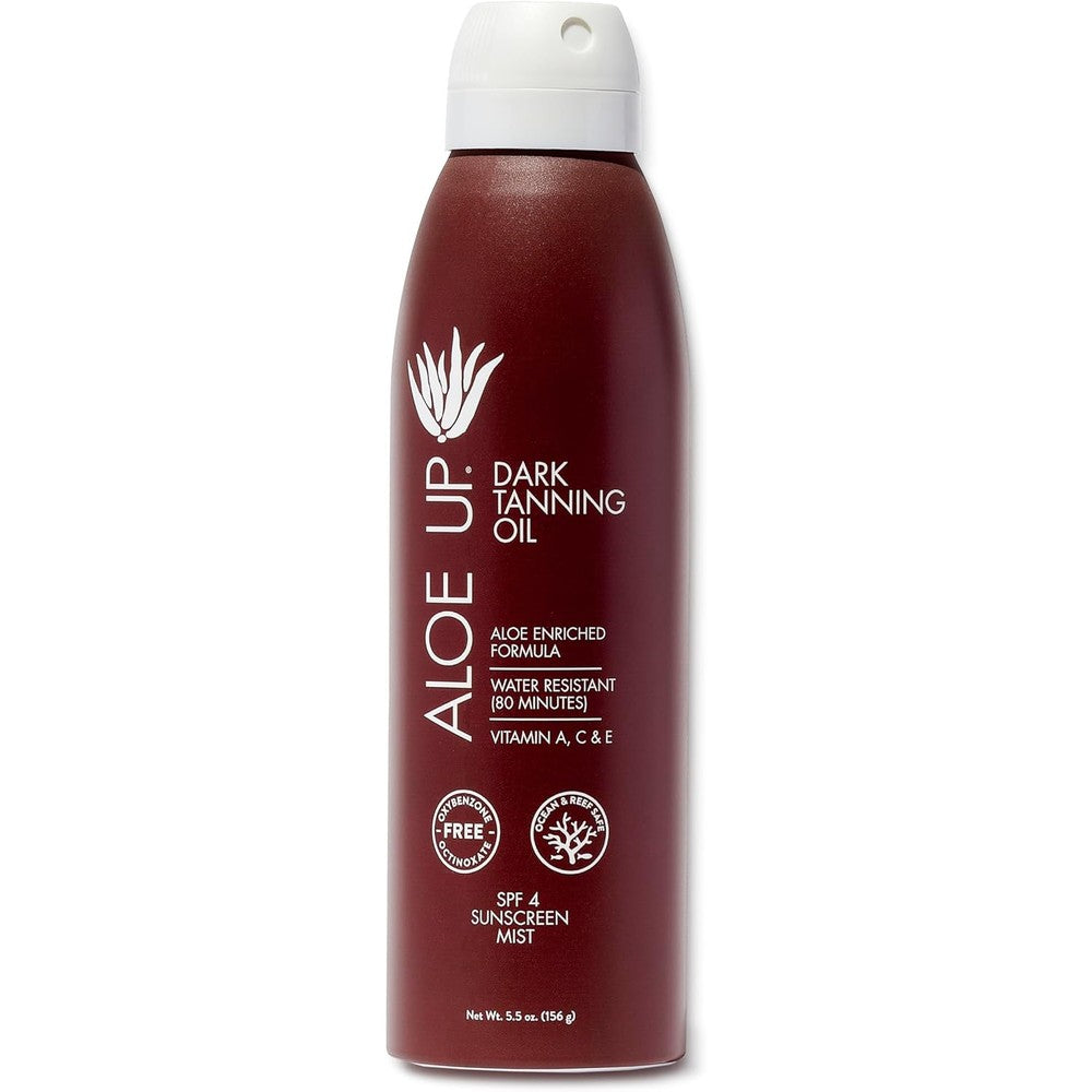 Aloe Up SPF 4 Dark Tanning Oil spray bottle front view