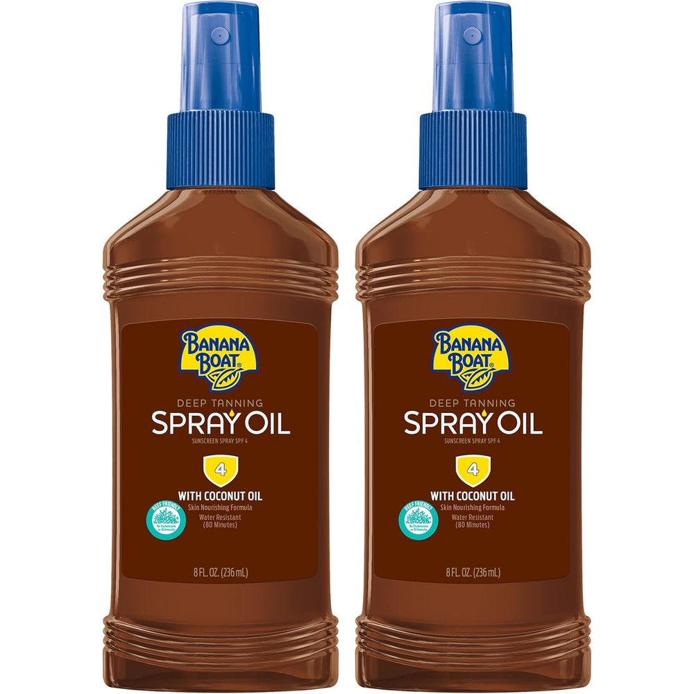Banana Boat Deep Tanning Oil Spray SPF 4 Twin Pack front view
