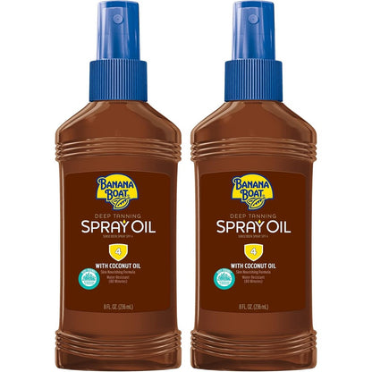 Banana Boat Deep Tanning Oil Spray SPF 4 Twin Pack front view