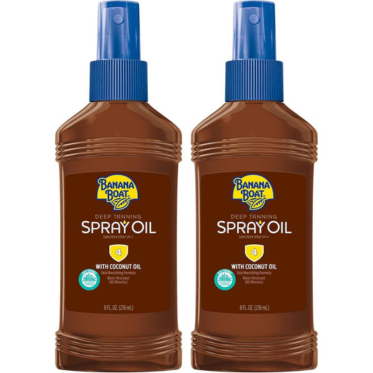 Banana Boat Deep Tanning Oil Spray SPF 4 Twin Pack front view