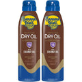 Banana Boat dry oil tanning spray front view with SPF 15 label and twin pack bottles