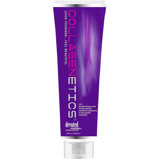 Devoted Creations Collagenetics 2-in-1 Red Light Therapy Prep and Tanning Lotion front view