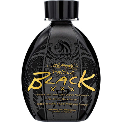 Ed Hardy Black Triple X instant dark tanning lotion bottle front view