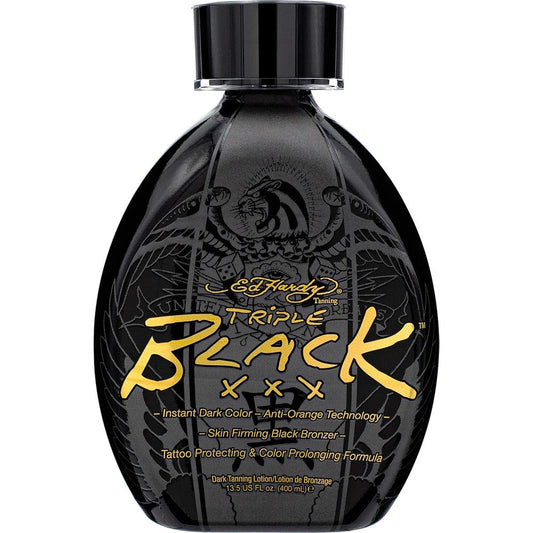 Ed Hardy Black Triple X instant dark tanning lotion bottle front view