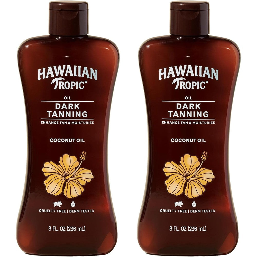 Hawaiian Tropic Dark Tanning Oil twin pack front view