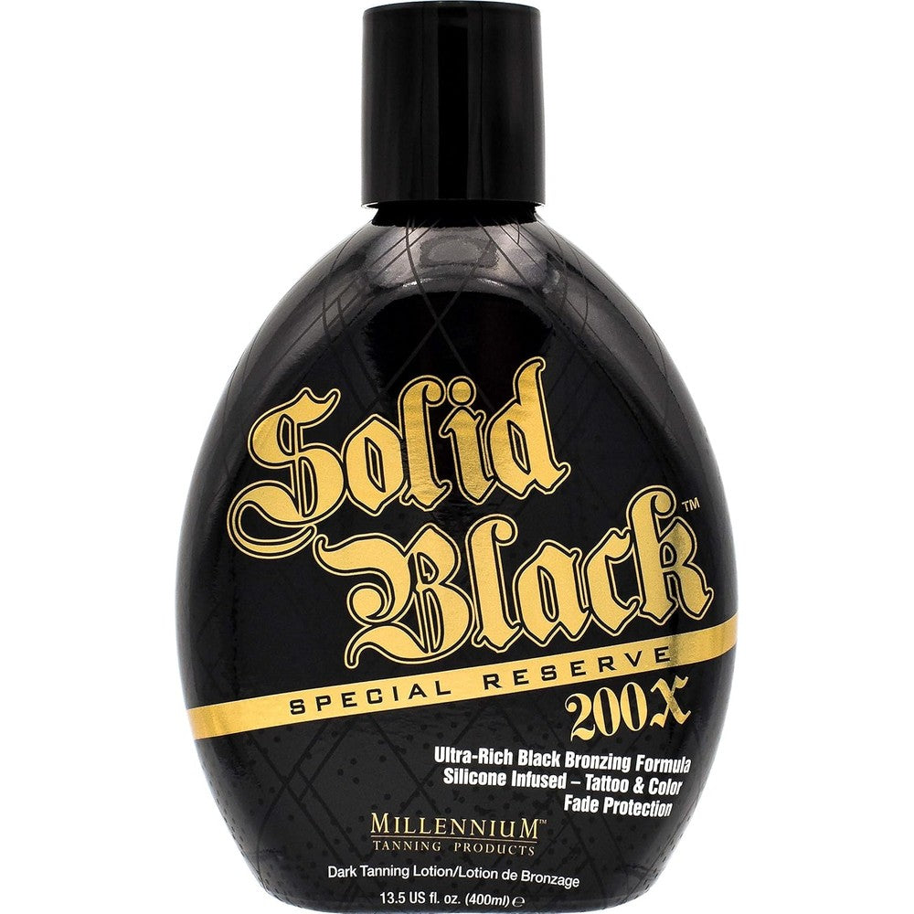 Millennium Tanning Solid Black Special Reserve 200X bottle front view