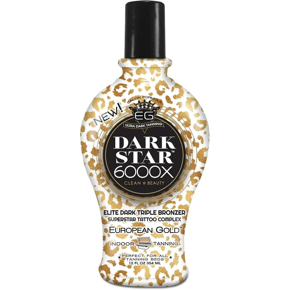 European Gold Dark Star 6000X Ultra Dark Tanning Lotion bottle front view
