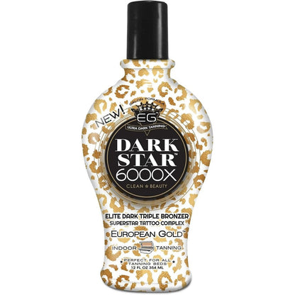European Gold Dark Star 6000X Ultra Dark Tanning Lotion bottle front view