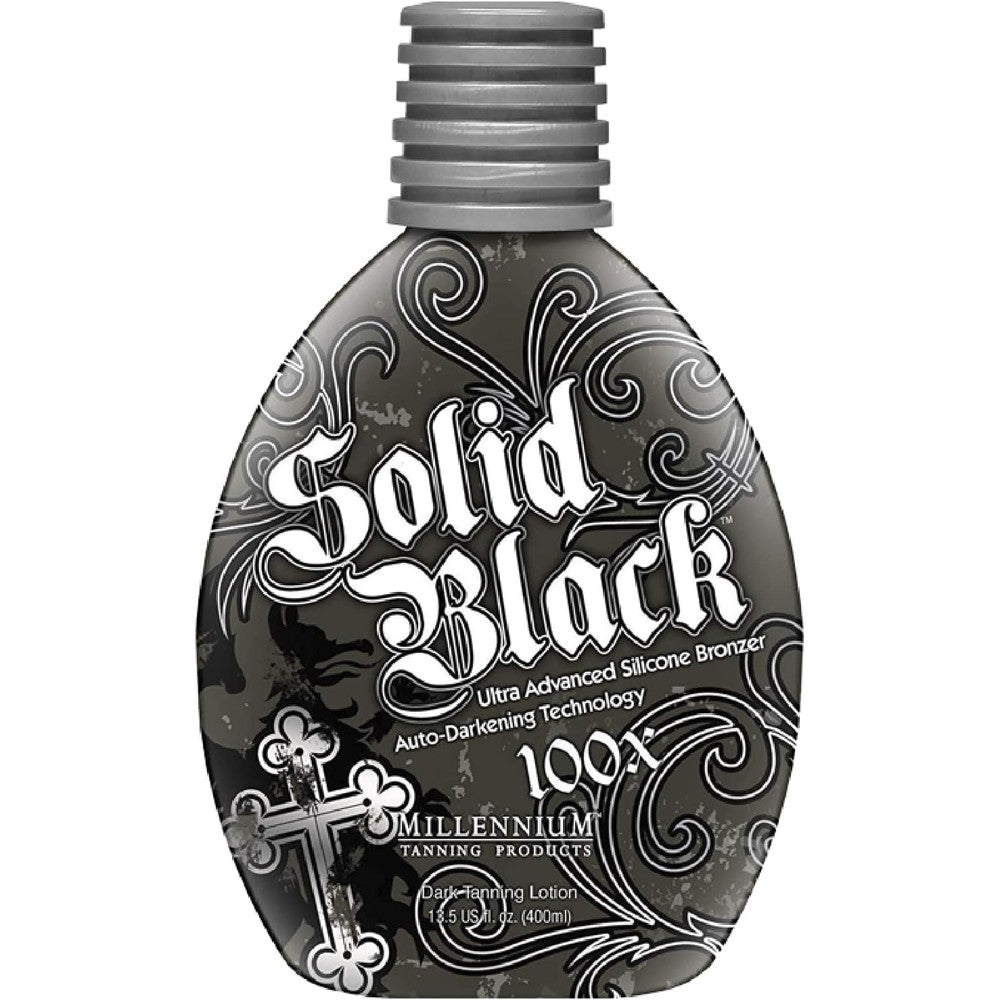Millennium Tanning Solid Black 100X dark tanning lotion bottle front view