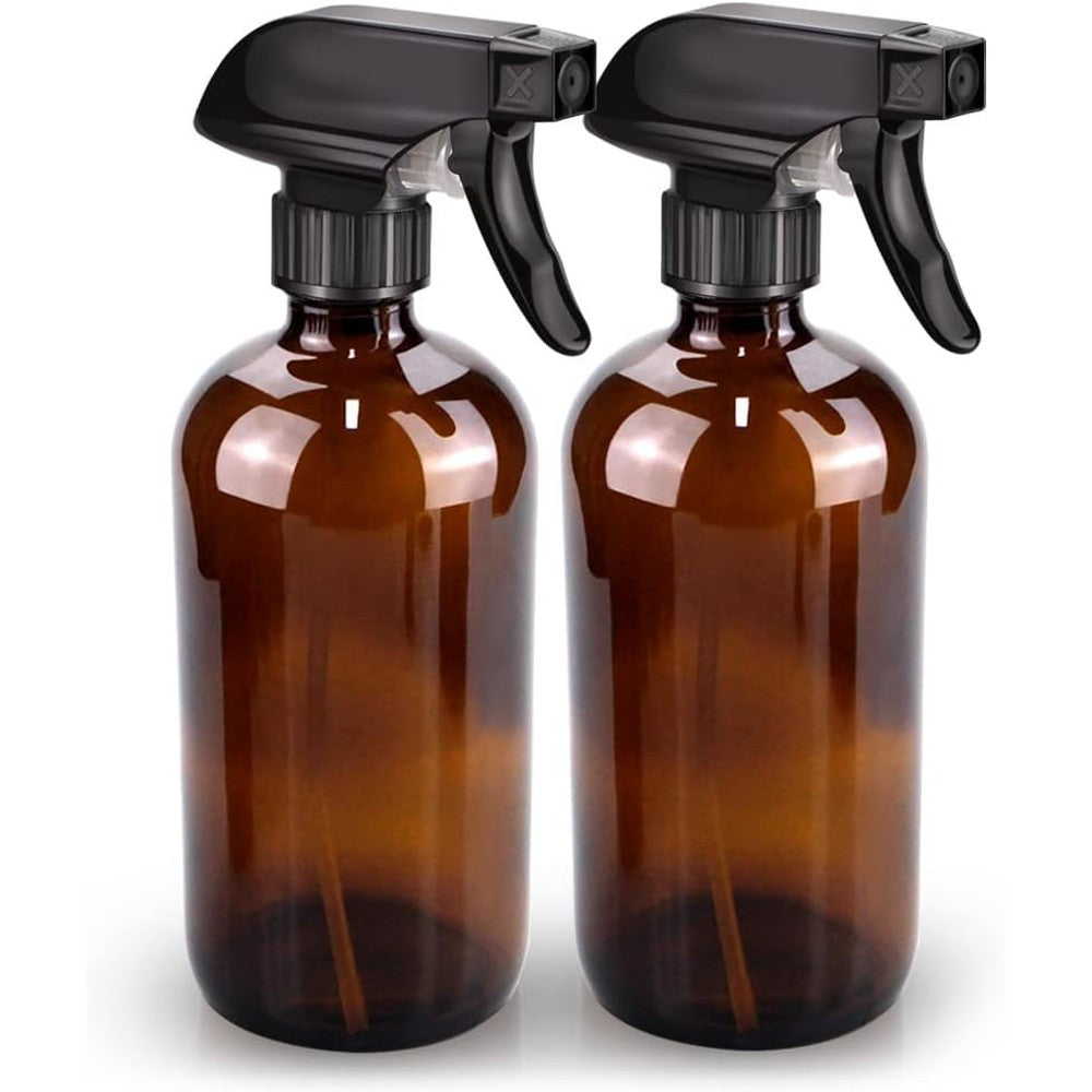 Bontip amber glass spray bottle set front view showcasing two refillable containers