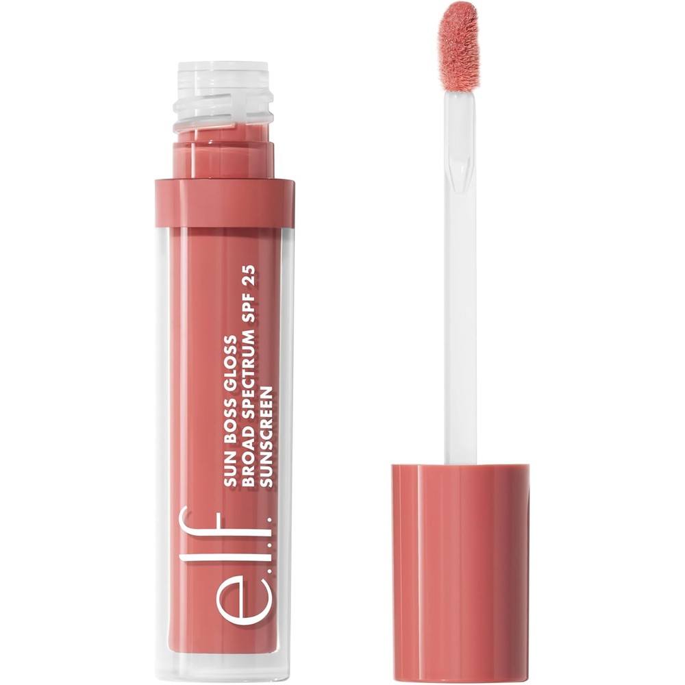 E.L.F. sun boss gloss SPF 25 pink me girl tinted lip gloss with mineral sunscreen