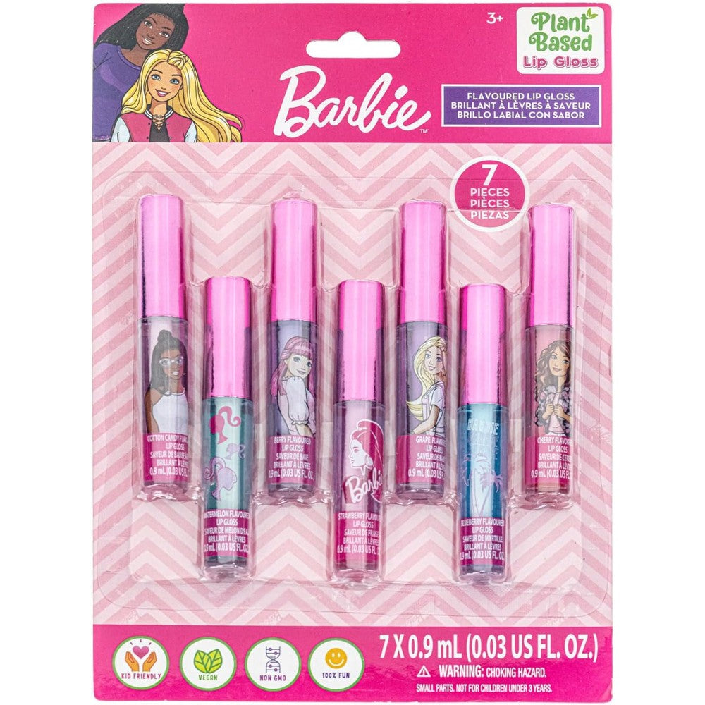 Townley Girl barbie 7 piece plant based lip gloss set for girls