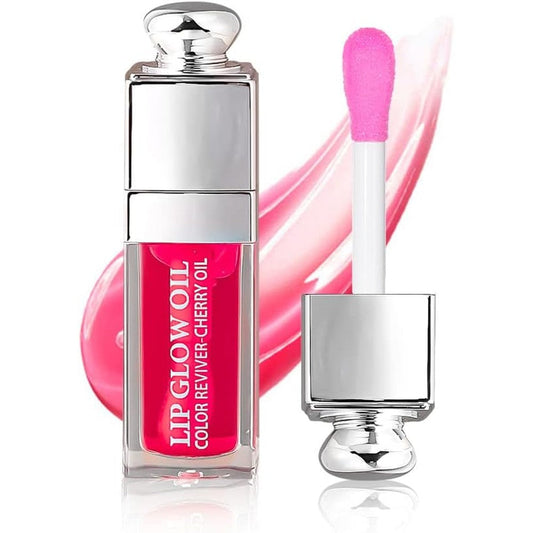 GECOMO hydrating lip glow oil raspberry tube with high shine applicator
