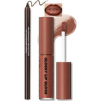 Hosaily lip gloss and brown lip liner set front view showcasing packaging and shades.