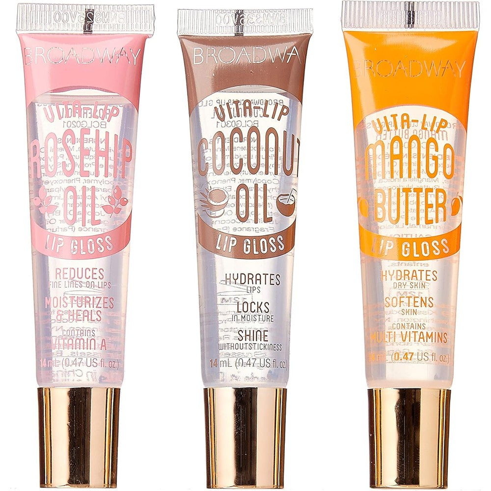 Ruby Kisses broadway vita lip clear lip gloss 3 pack with mango and coconut oil