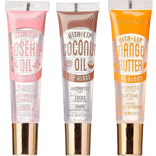 Ruby Kisses broadway vita lip clear lip gloss 3 pack with mango and coconut oil