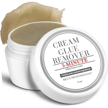 Dlux Professional Eyelash Extensions Cream Glue Remover front view jar