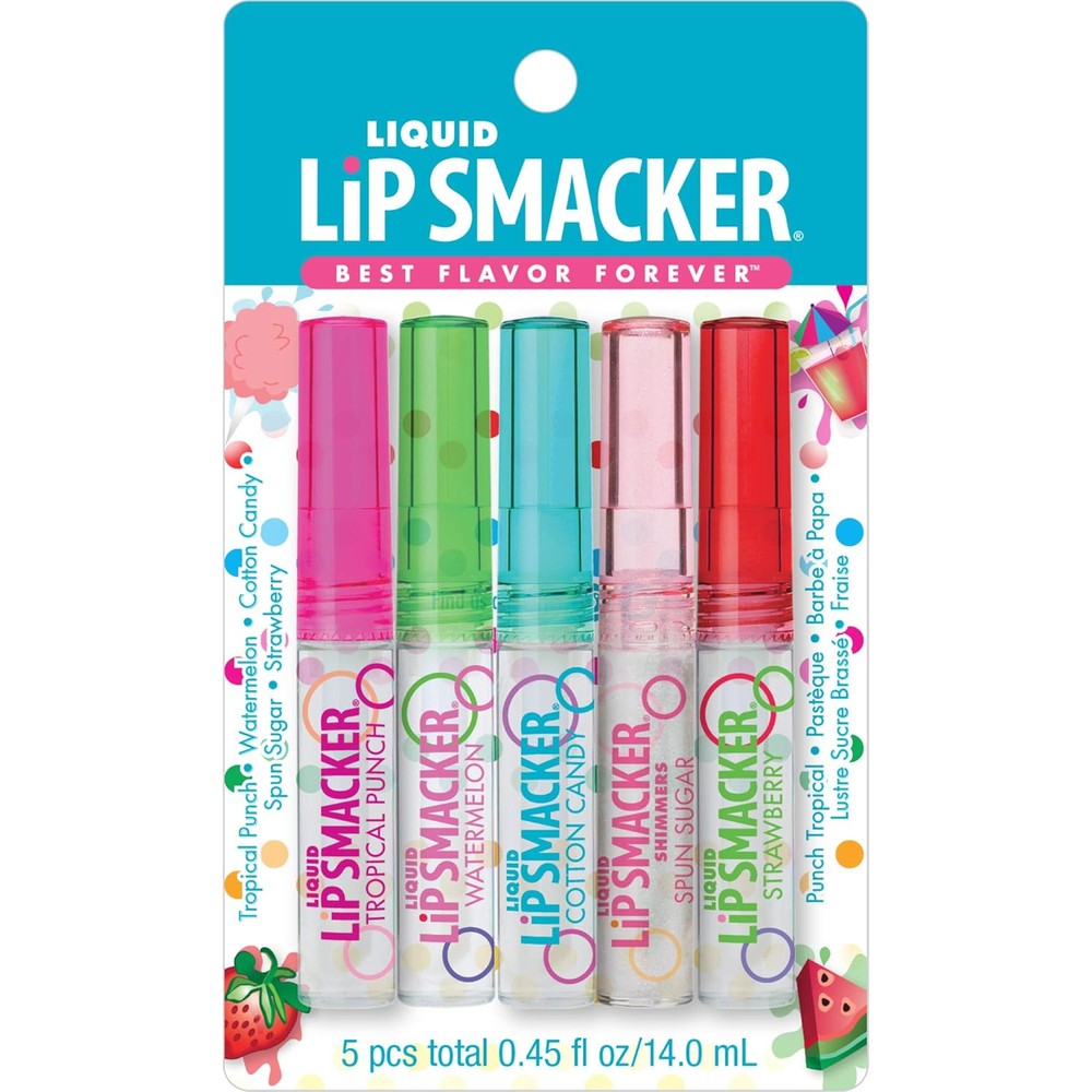 Lip Smacker liquid lip gloss set with five fruit flavored tubes for intensive hydration