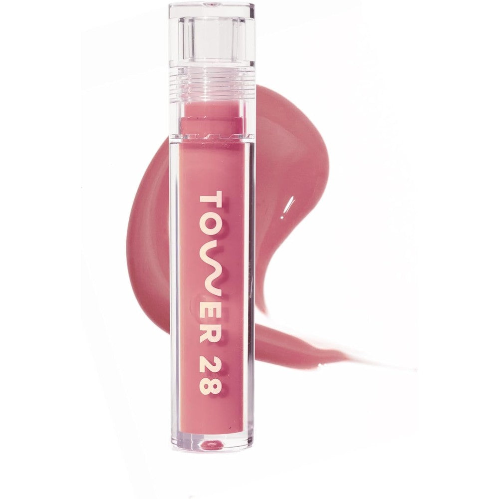 Tower 28 shine on lip gloss jelly in pistachio milky nude pink shade