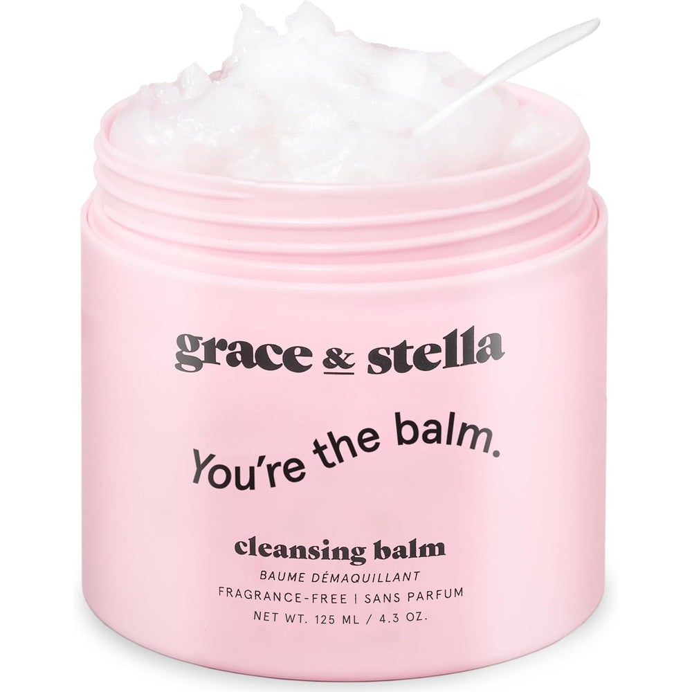 Grace & Stella Makeup Remover Cleansing Balm front view jar packaging for daily facial cleansing.