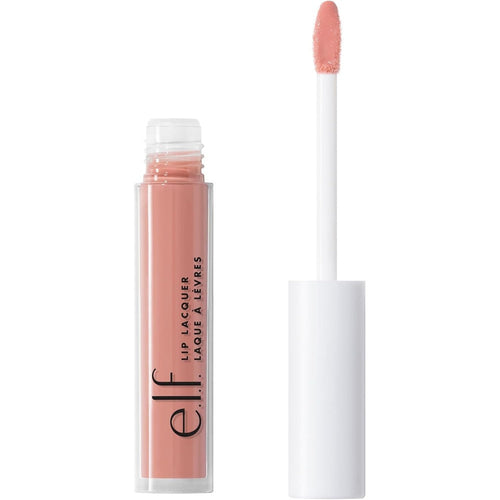 e.l.f. Lip Lacquer in Whisper Pink showing the high-shine sheer color and non-sticky texture