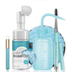 Isla And Fontane Lash Shampoo Kit front view with cleanser bottle