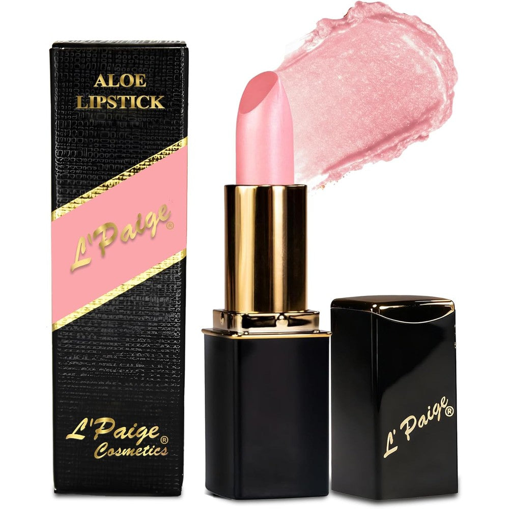 L'Paige shimmery ice lipstick L44 for cool toned pink lips with iridescent shimmer