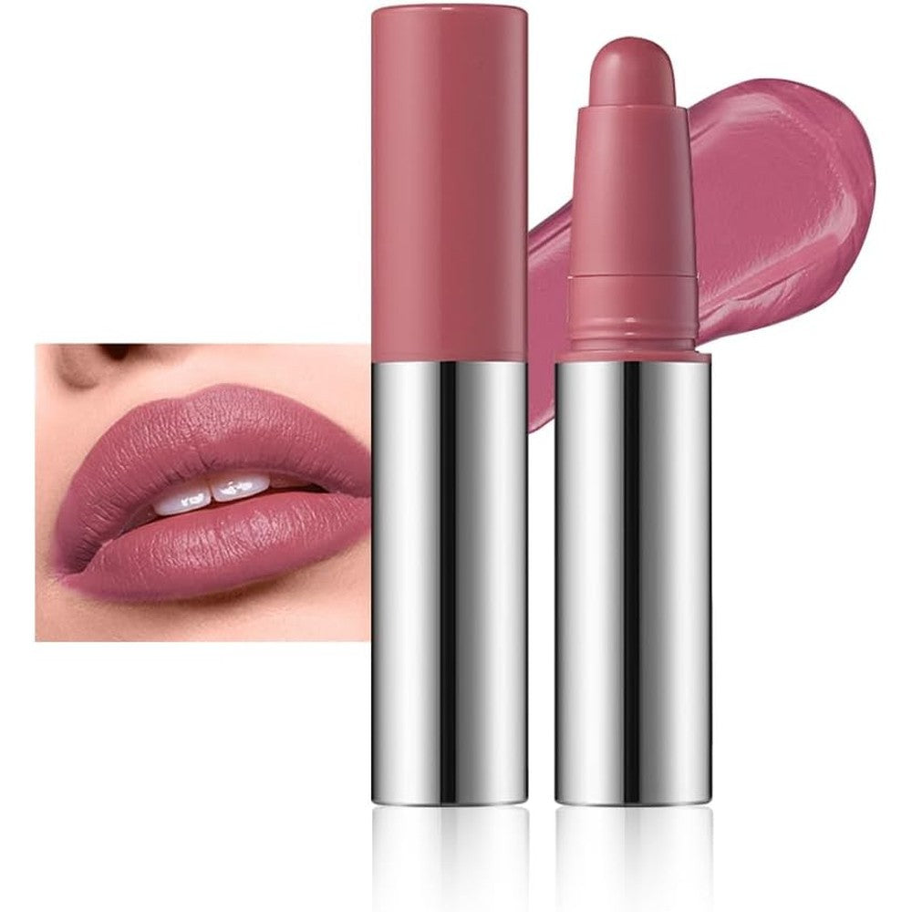 Easilydays Dusty Rose Mauve Matte Lipstick Crayon front view showing the metallic pink casing.