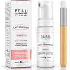 Beau Lashes Eyelash Extension Foam Cleanser bottle front view with pump dispenser