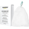 Todoku Japan Rich Bubble Face Wash Soap Net front view showing turquoise mesh and hanging loop