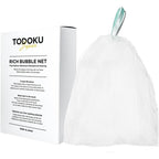 Todoku Japan Rich Bubble Face Wash Soap Net front view showing turquoise mesh and hanging loop