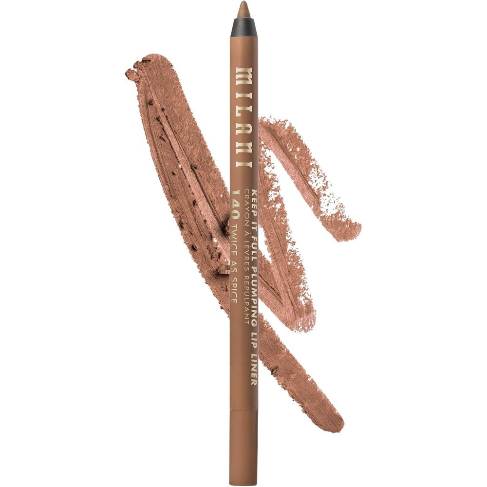 Milani Keep It Full Plumping Lip Liner in Twice As Spice front view showcasing the sleek pencil design and shade cap.