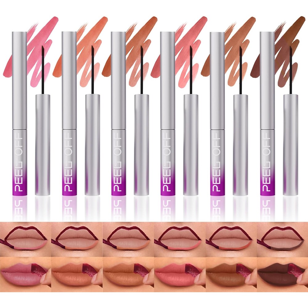 LANGMANNI 6 piece peel off lip liner set with ergonomic handle for precision application