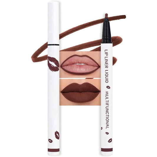 Evpct longwear liquid lip liner stain marker pen front view in dark red brown mocha shade.