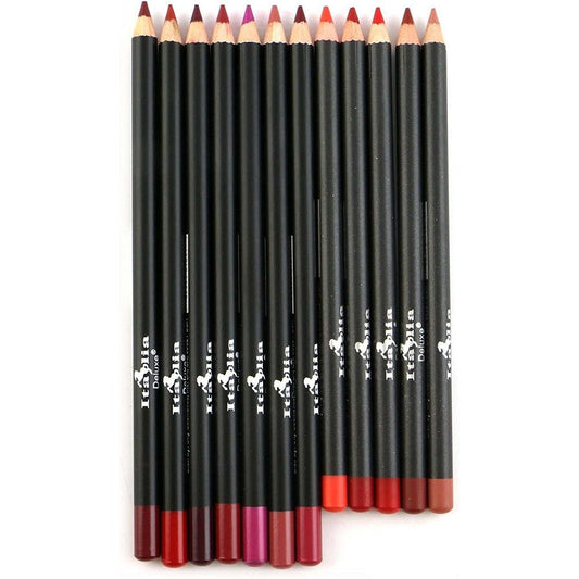 Twelve piece Italia Deluxe ultra fine lip liner set with assorted colorful pencil shades