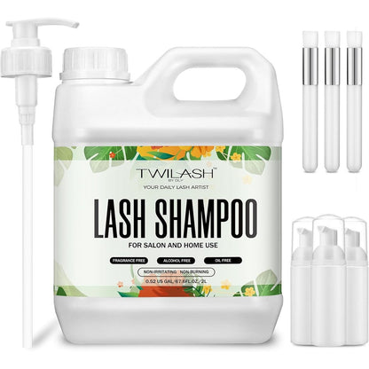 Twilash by DLY bulk lash shampoo 2 liter front view container with dispenser pump