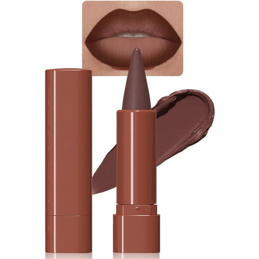 BINGBRUSH 2 in 1 dark brown lip liner and matte lipstick combo for ombre contour
