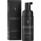 Nanolash Lash And Brow Shampoo front view bottle and box packaging