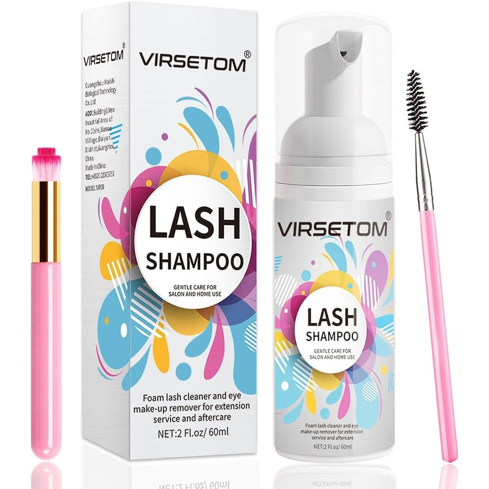 Vemofoper eyelash extension cleanser kit front view packaging and bottle