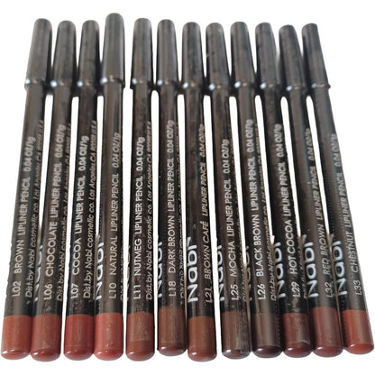Nabi 12 piece lip liner pencil set in assorted brown and nude matte shades