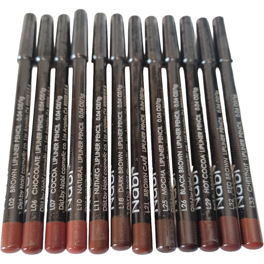 Nabi 12 piece lip liner pencil set in assorted brown and nude matte shades