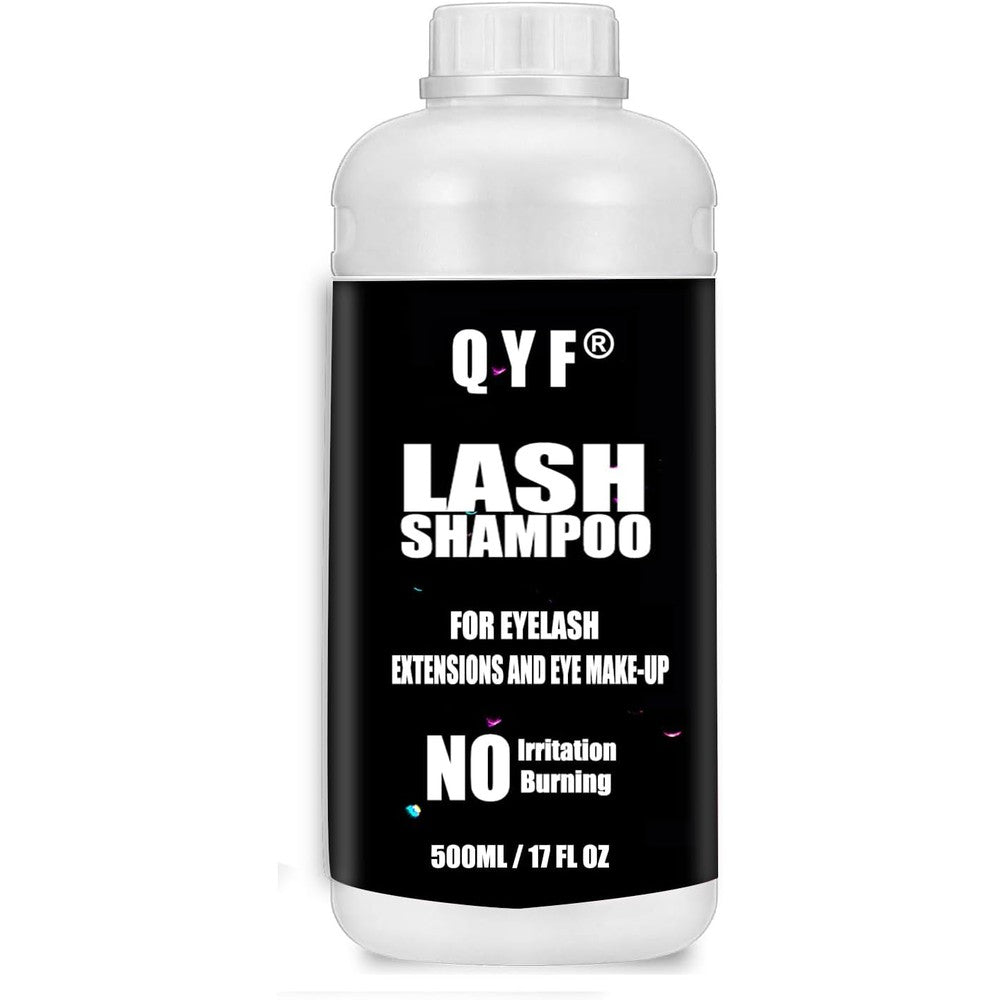 QYF eyelash extension shampoo front view bottle packaging