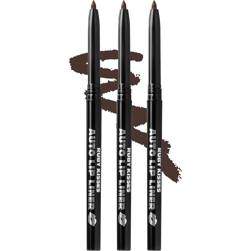 Ruby Kisses auto lip liner pencil in dark brown for smudge proof lip makeup
