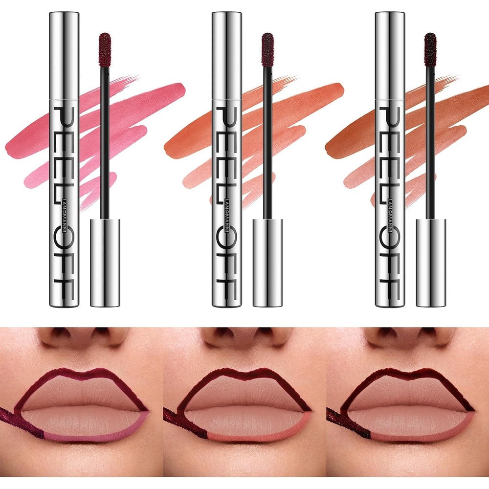 LANGMANNI 3 colors peel off lip liner set with waterproof matte stain finish