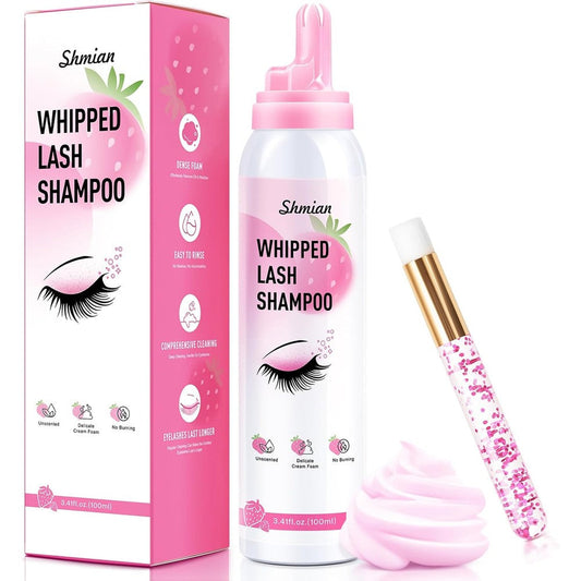Shmian whipped lash extension cream shampoo bottle with cleansing brush